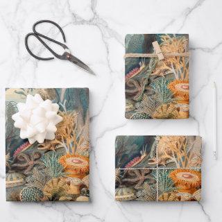 Ocean Life vintage painting with sea creatures  Sheets