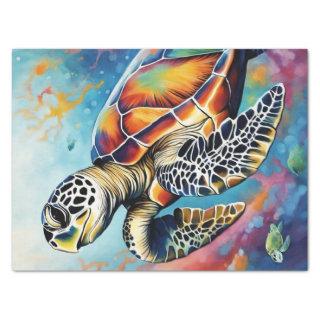 Ocean Palette: Colorful Sea Turtle Decoupage  Tissue Paper