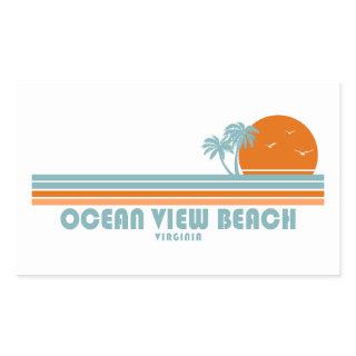 Ocean View Beach Virginia Sun Palm Trees Rectangular Sticker