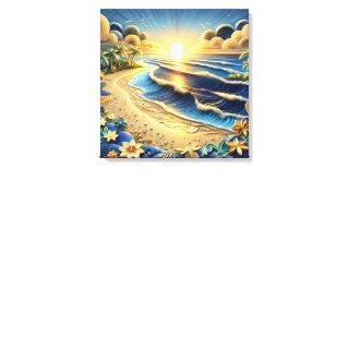 Ocean View Tropical Paper Quilling Effect  Canvas Print