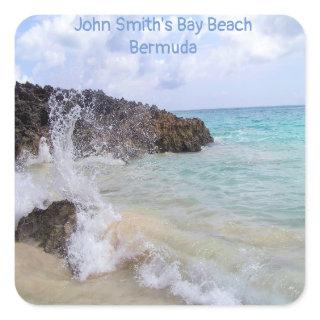 Ocean Wave John Smith’s Bay Beach Bermuda Square Sticker