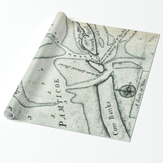 Ocracoke Inlet Map - Blackeard's Anchoring (1733)