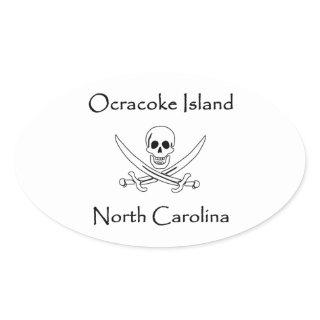 Ocracoke Island North Carolina Pirate Logo Oval Sticker