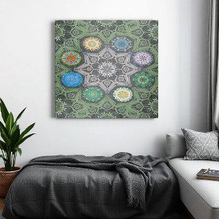Octo brightener arabesque Moorish stone green Canvas Print