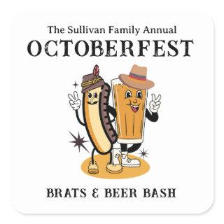 Octoberfest Brats and Beer Fall Party Retro Square Sticker