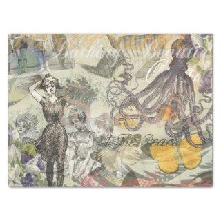 Octopus Beach Antique Coastal Steampunk Tissue Paper