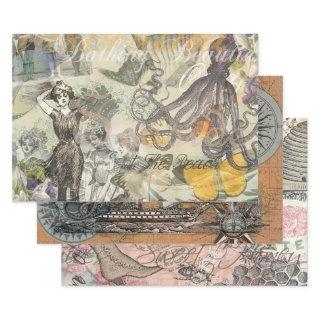 Octopus Beach Antique Coastal Steampunk  Sheets