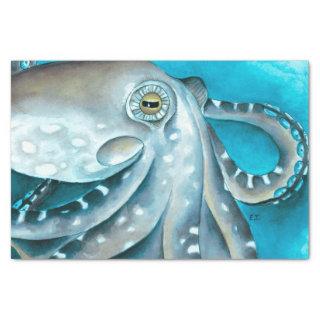 Octopus Blue Watercolor Detail Tissue Paper
