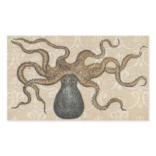 Octopus Kraken Vintage Illustration Rectangular Sticker