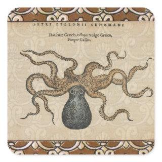 Octopus Kraken Vintage Illustration Square Sticker