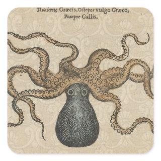 Octopus Kraken Vintage Illustration Square Sticker