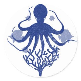 Octopus (light background) classic round sticker