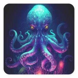 Octopus Mythical Nautical Under the Sea Creatures Square Sticker