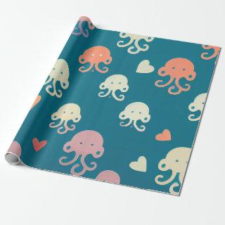 Octopus Pattern Adorable Minimalist Vibrant Hearts