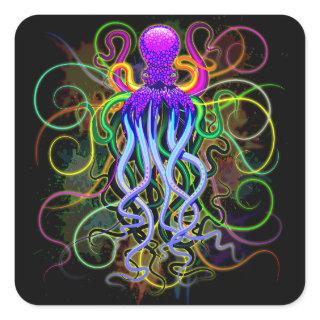 Octopus Psychedelic Luminescence Square Sticker