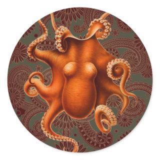 Octopus Sea Monster Creature Cephalapod Vintage Classic Round Sticker