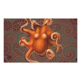 Octopus Sea Monster Creature Cephalapod Vintage Rectangular Sticker