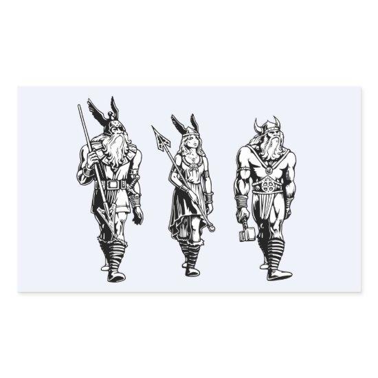 Odin, Freyja & Thor Rectangular Sticker