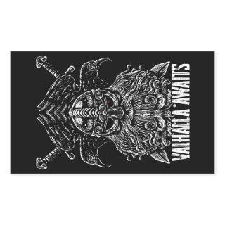 Odin ravens Viking Mythology Valhalla awaits Rectangular Sticker