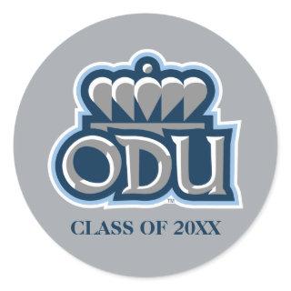 ODU with Crown and Class Year Classic Round Sticker