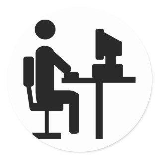 office worker icon classic round sticker