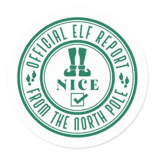 Official elf report from the north pole classic round sticker