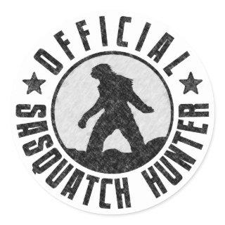 Official Sasquatch Hunter - Bigfoot in B/W Grunge Classic Round Sticker