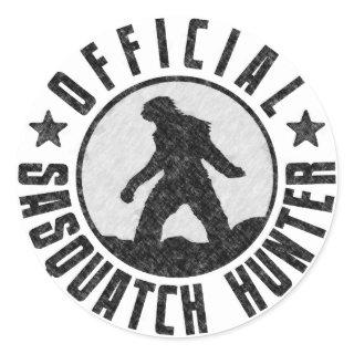 Official Sasquatch Hunter - Bigfoot in B/W Grunge Classic Round Sticker