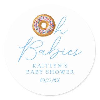Oh Babies Donut Sprinkle Twin Boys Baby Shower Classic Round Sticker