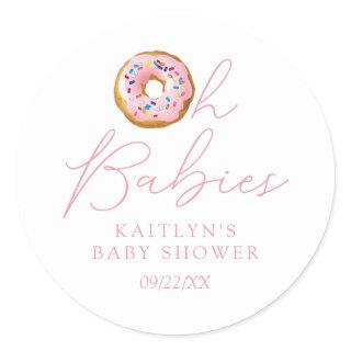 Oh Babies Donut Sprinkle Twin Girls Baby Shower Classic Round Sticker