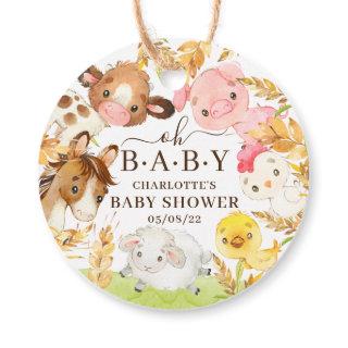 Oh Baby Farm Animals Baby Shower Favor  Favor Tags