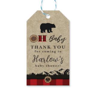 Oh Baby Little Bear Flannel Lumberjack Thank you  Gift Tags