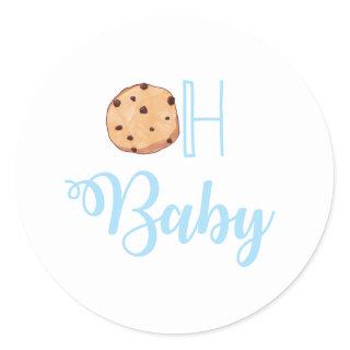 Oh Baby Milk and Cookies blue Baby Shower Classic Round Sticker