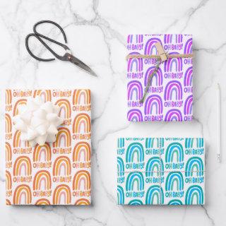 Oh baby! Orange Purple Blue Pattern Rainbow Gift  Sheets