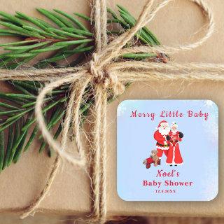 Oh Baby Santa & Mrs. Claus Baby Shower Square Sticker
