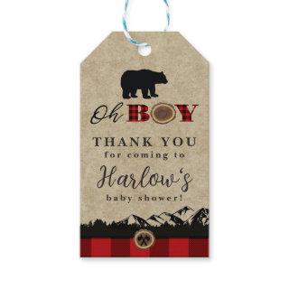 Oh Boy Little Bear Flannel Lumberjack Thank you Gi Gift Tags