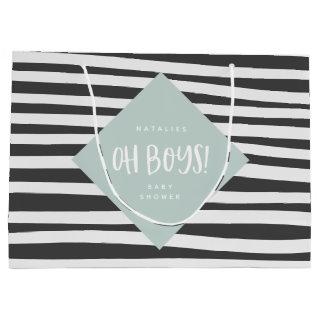 Oh boys! Twin baby boy thank you gift party Large Gift Bag