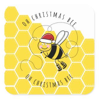 oh christmas bee tree cute funny pun card square sticker