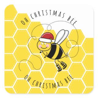 oh christmas bee tree cute funny pun card square sticker