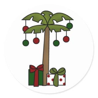 Oh Christmas Palm Tree Classic Round Sticker