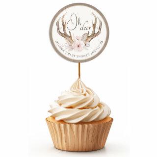 Oh Deer Watercolor Baby Shower  Classic Round Sticker