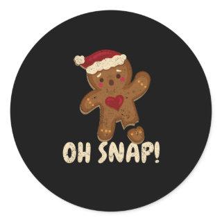 Oh snap gingerbread man cookie broken leg classic round sticker