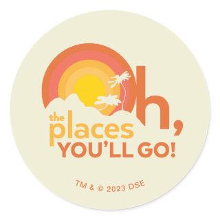 Oh, The Places You'll Go! Landscape Typography Classic Round Sticker
