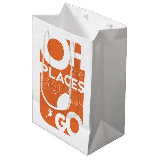 Oh, The Places You'll Go! Orange Typeography Medium Gift Bag