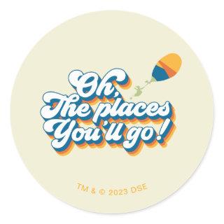 Oh, The Places You'll Go! Quote with Balloon Classic Round Sticker