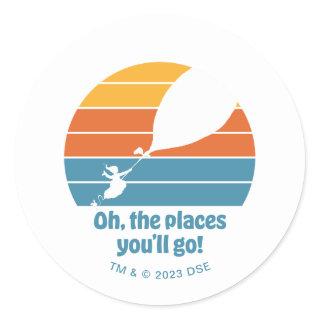 Oh, The Places You'll Go! Retro Sunset Classic Round Sticker