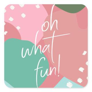 Oh What Fun Colorful Mod Abstract Christmas Square Sticker