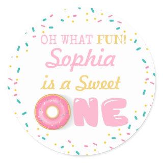 Oh What Fun Donuts First Birthday Party Classic Round Sticker