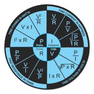 Ohm's Law - Black and Blue Classic Round Sticker