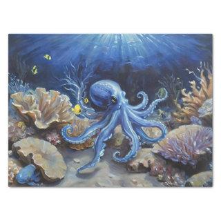 Oil Painting of an Octopus and Fish Decoupage Tissue Paper